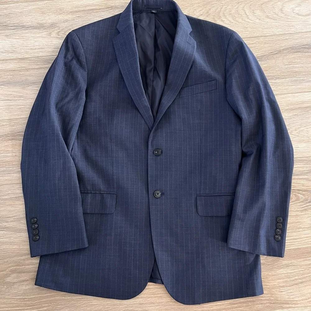 Jos A Bank Men's Brrr Comfort Plaid 40R Blazer Jacket Wool Spandex Stretch Blue - Picture 2 of 10